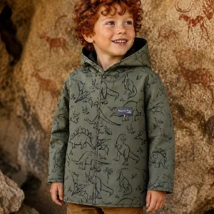 Veste coupe droite garçon en softshell à capuche – Dinosaures